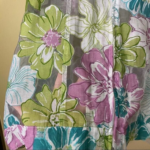 Vintage Keneth Too Sheer Floral Zippered Jacket Size Petite Large - Picture 5 of 6